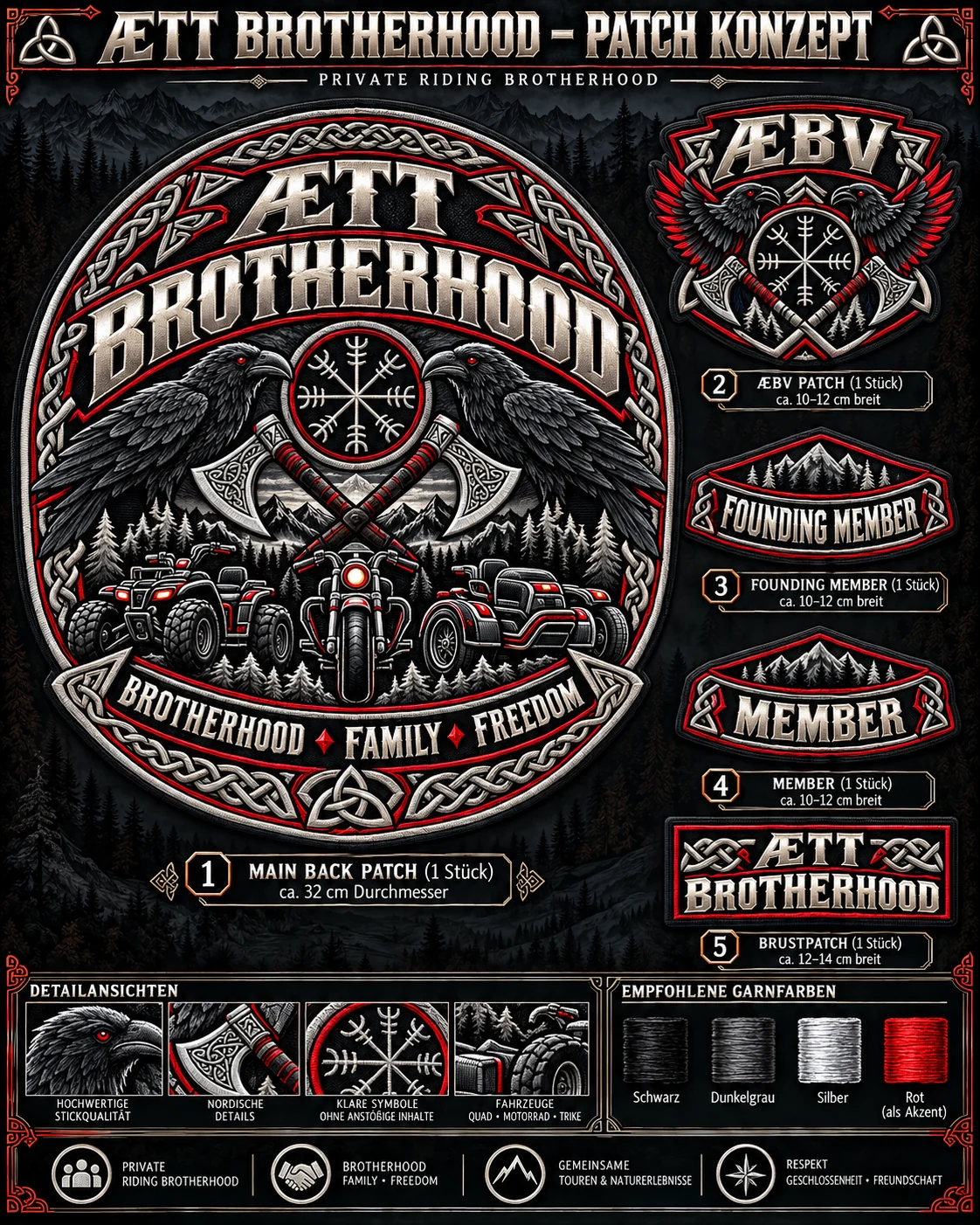 Aktueller Herren-Patchentwurf von ÆTT BROTHERHOOD – noch nicht freigegeben